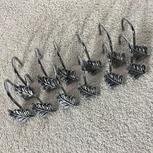 5/$35 Silver Tone Metal Leaf Shower Curtain Hooks x12